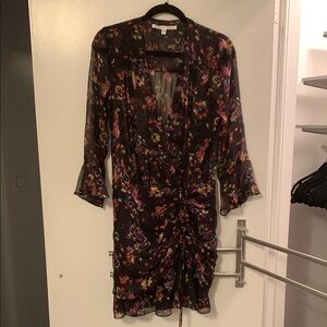 Floral Black Silk Dress